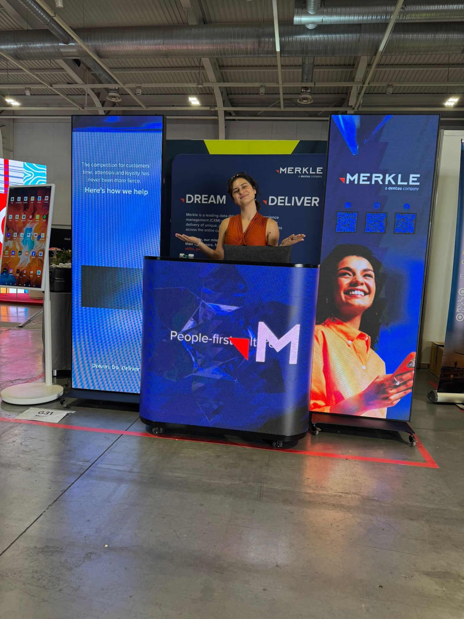 LED poster booth display at trade show